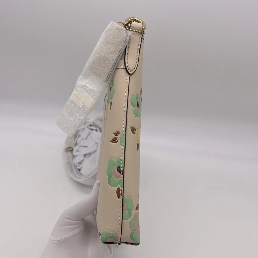 Coach Kitt Messenger Crossbody With Floral Print Brass/Ivory Multi - Picture 3 of 16